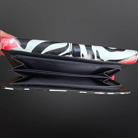 Y2K Wallet Zebra Print Floral Deadstock Black White Pink Emo Scene Mcbling Gyaru - Picture 9 of 9